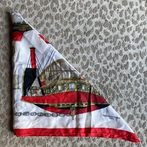 Bianchini Ferier Paris Red and White Nautical Themed Silk Scarf, 31” square